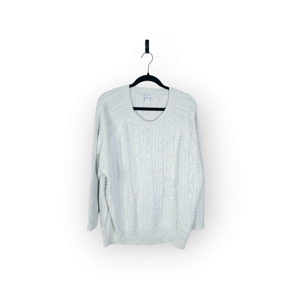 Athleta Crossroads Crew Sweater silver metallic size 1x - Picture 4 of 8